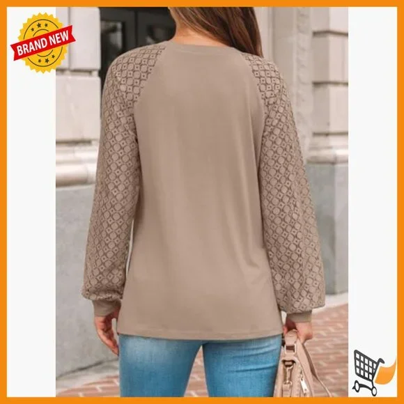 Long Sleeve Lace Blouse Business Casual Top Fall Fashion Outfit - Picture 4 of 6